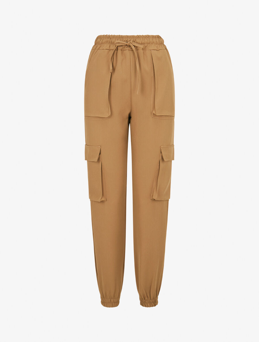Pantalon cargo uni - Camel - 1