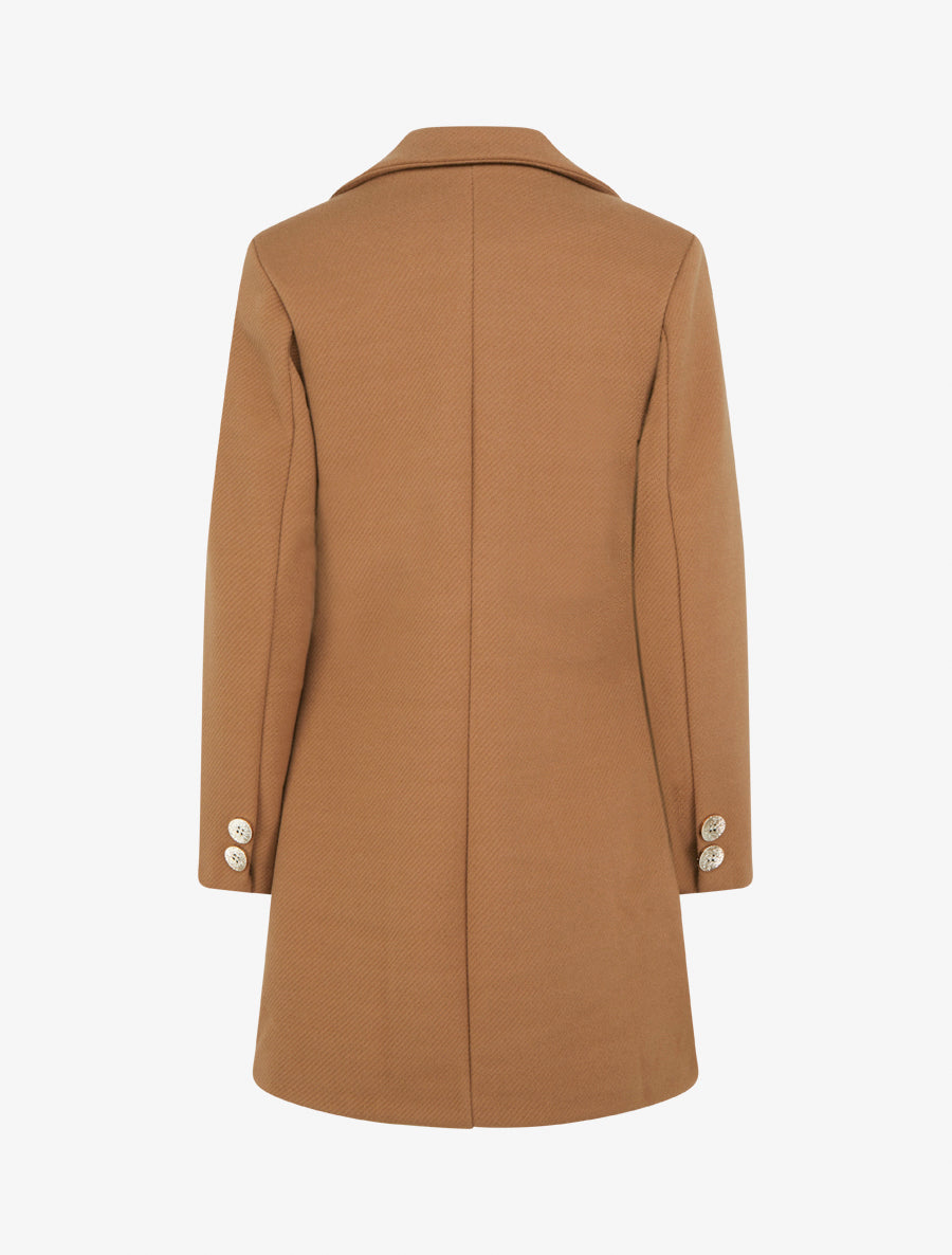 Manteau droit boutonné - Camel - 2