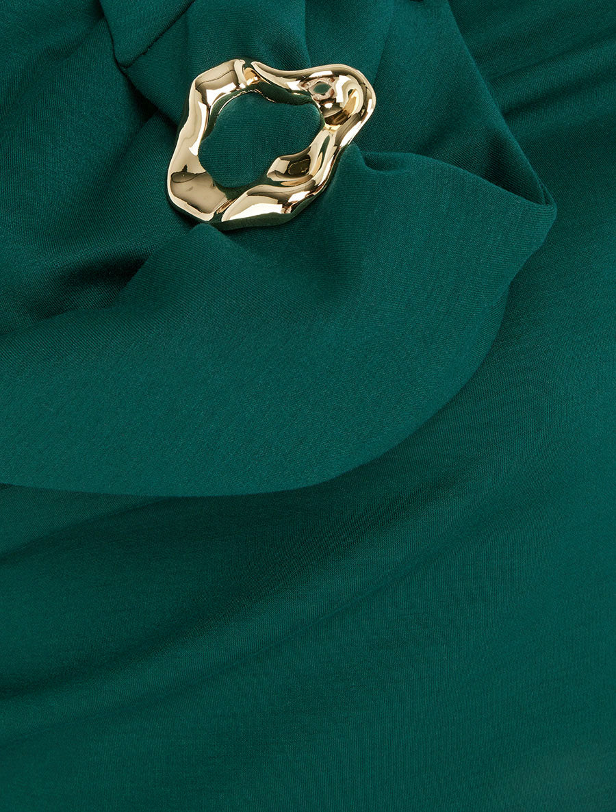 Robe fourreau à empiècement bijou - Vert sapin - 3