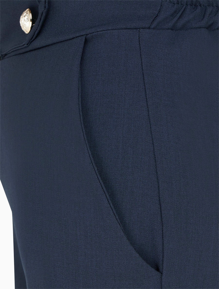 Pantalon droit à ceinture fantaisie - Marine - 3