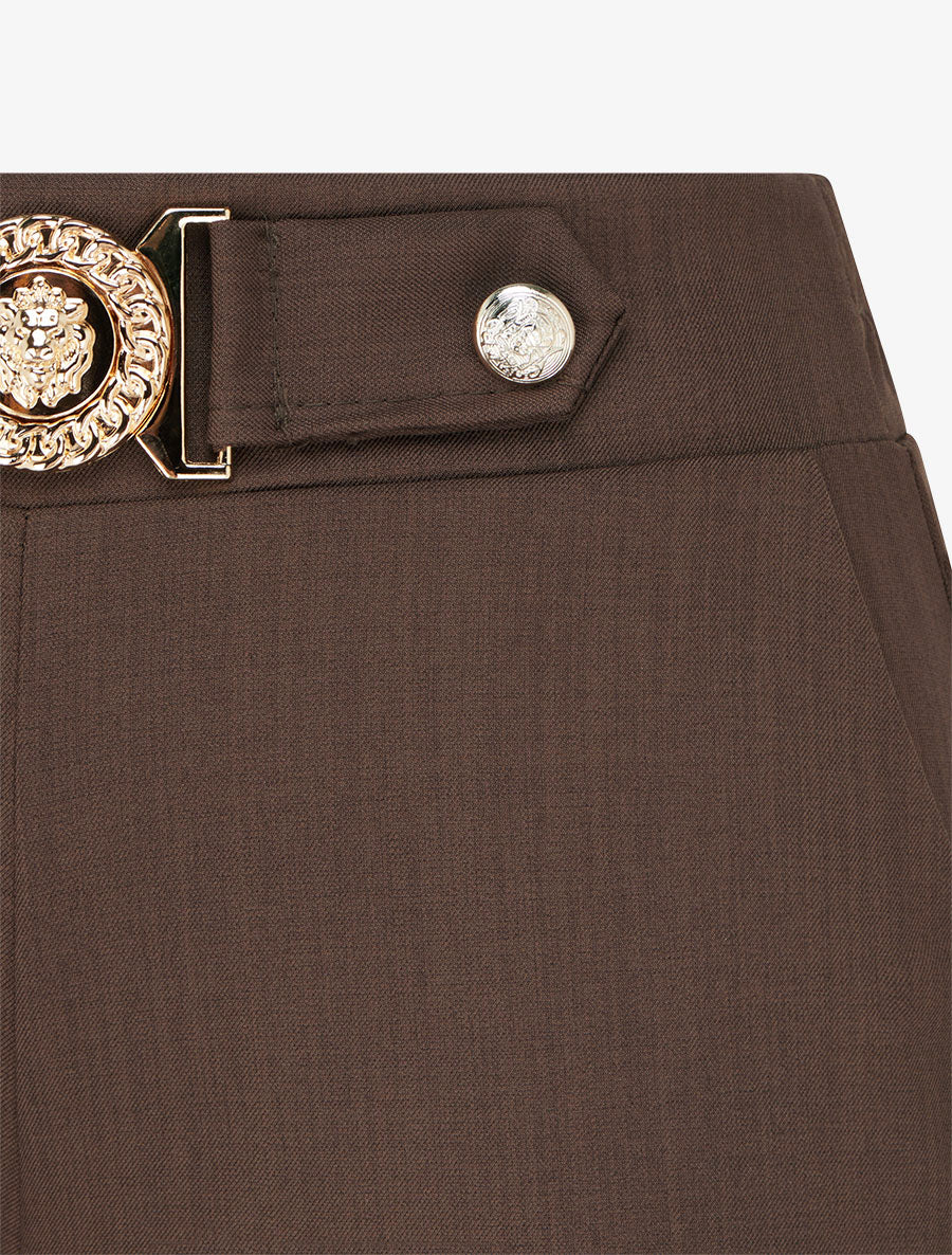 Pantalon droit à ceinture fantaisie - Marron - 3