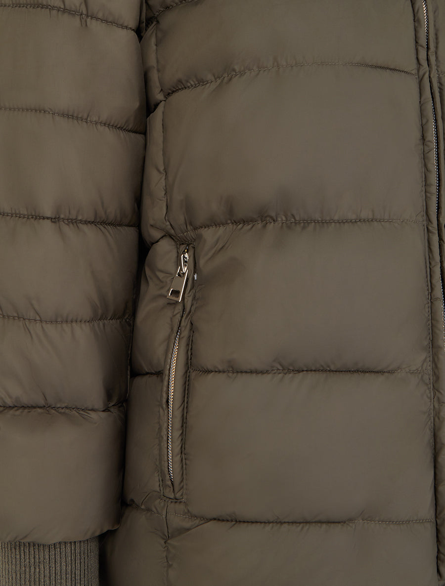 Doudoune courte à manches côtelés - Kaki - 3