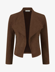 Veste en suédine à poches décoratives zippées - Marron