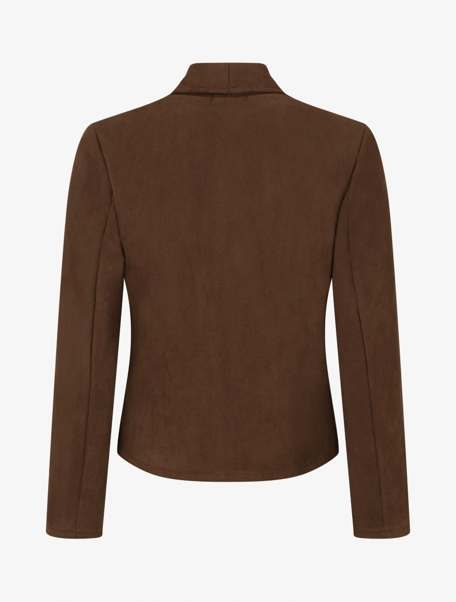 Veste en suédine à poches décoratives zippées - Marron