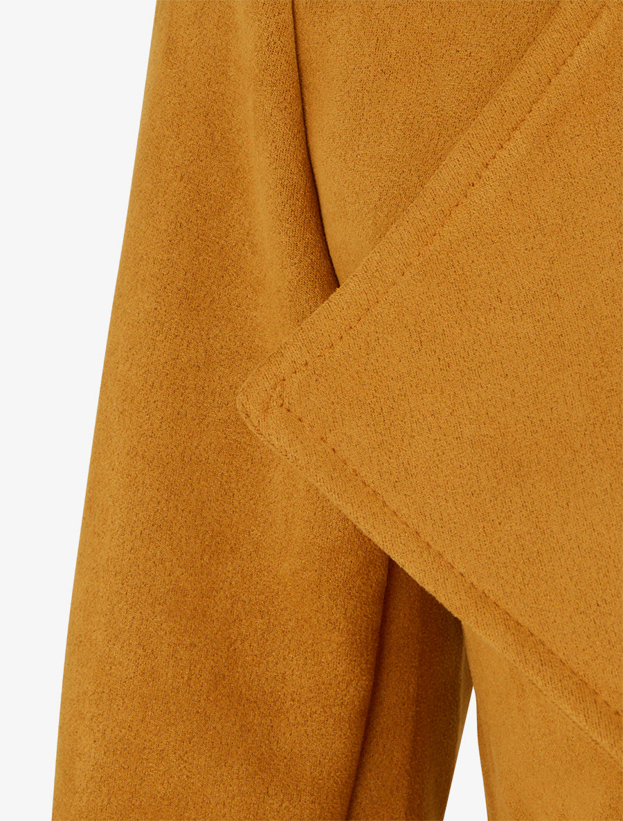 Veste en suédine à poches décoratives zippées - jaune moutarde