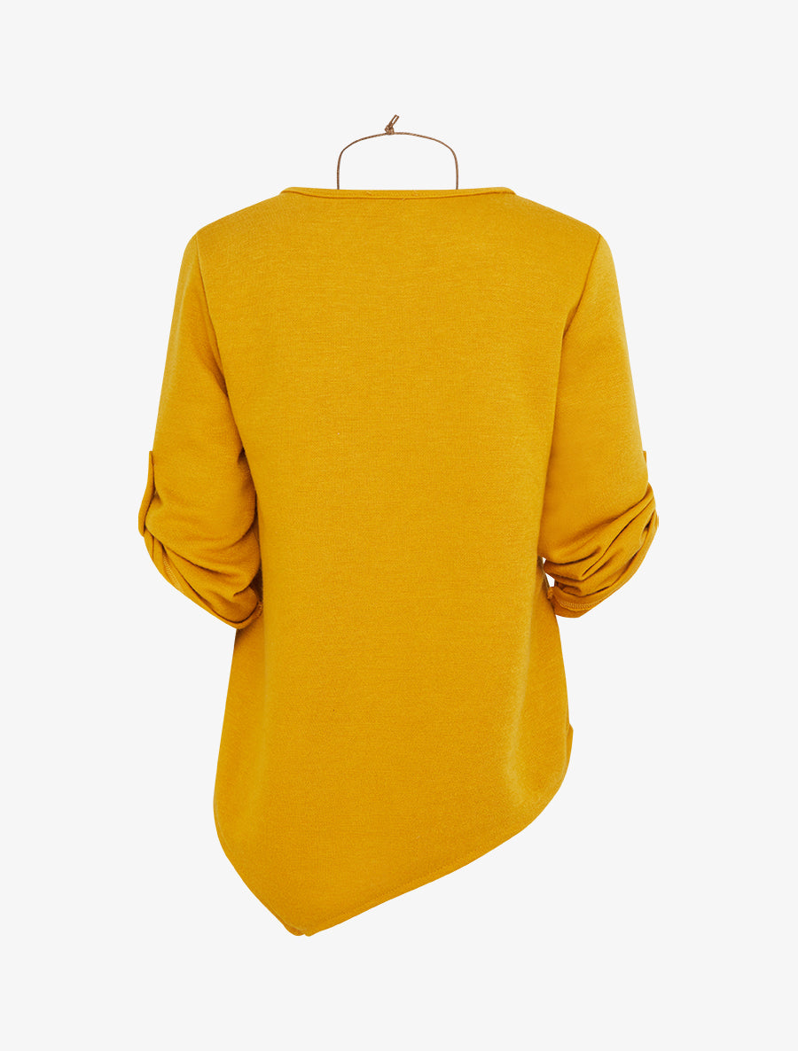 Pull droit à bords asymétriques - Jaune moutarde - 2