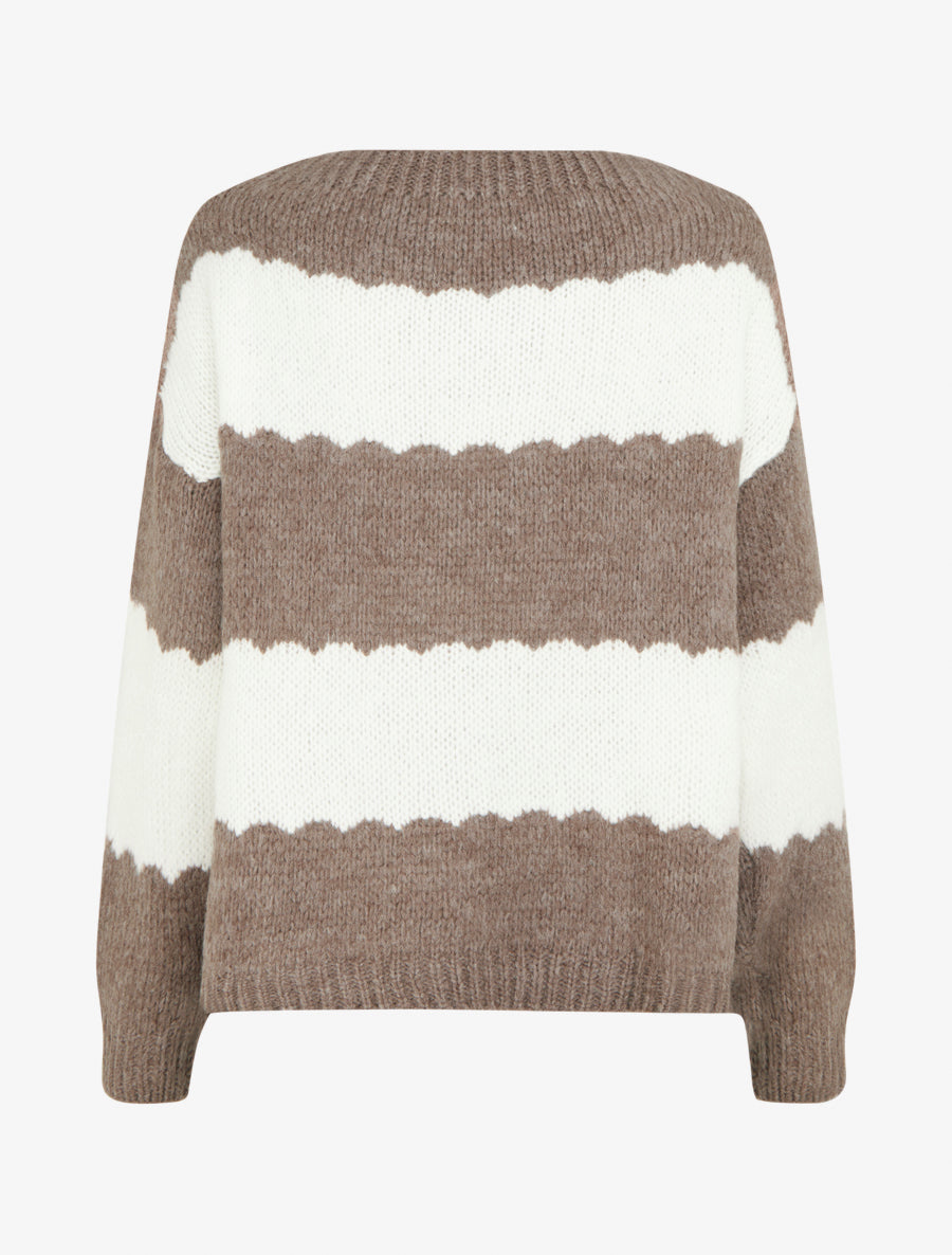 Pull en maille à rayures bicolore - Taupe - 2