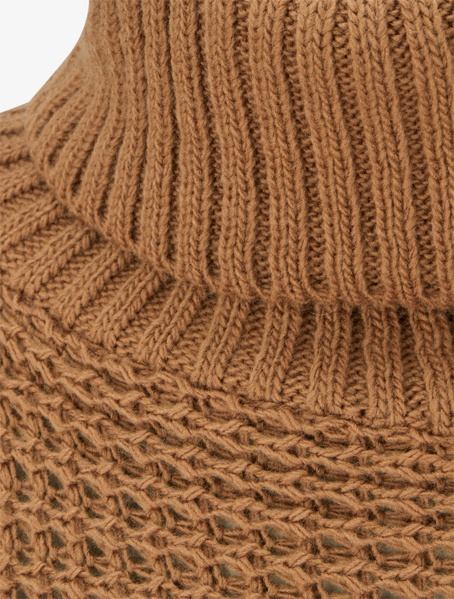 Pull carré style poncho à col roulé - Camel - 3