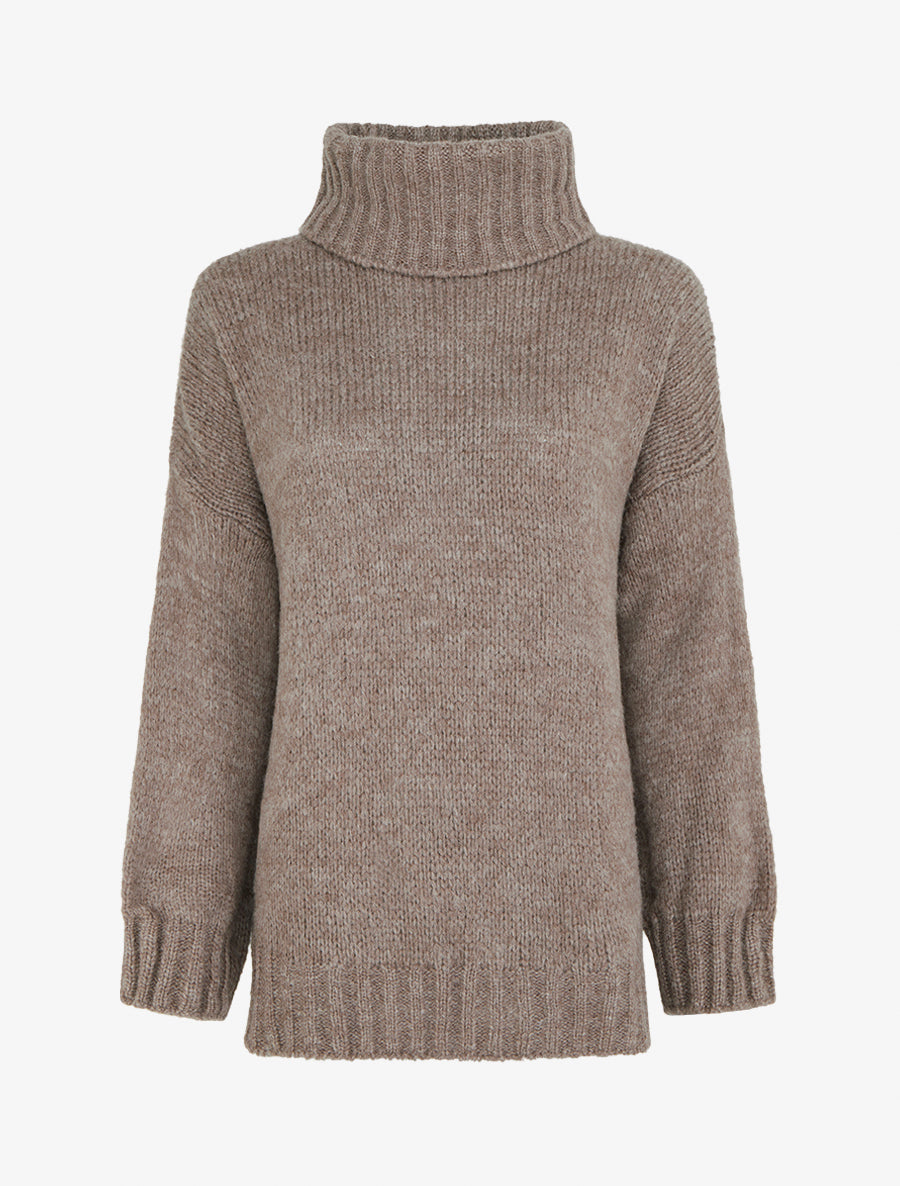 Pull coupe carrée à col roulé - Taupe - 1