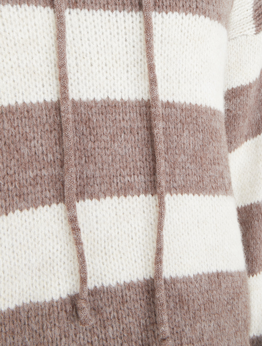 Pull rayé à capuche - Taupe - 3