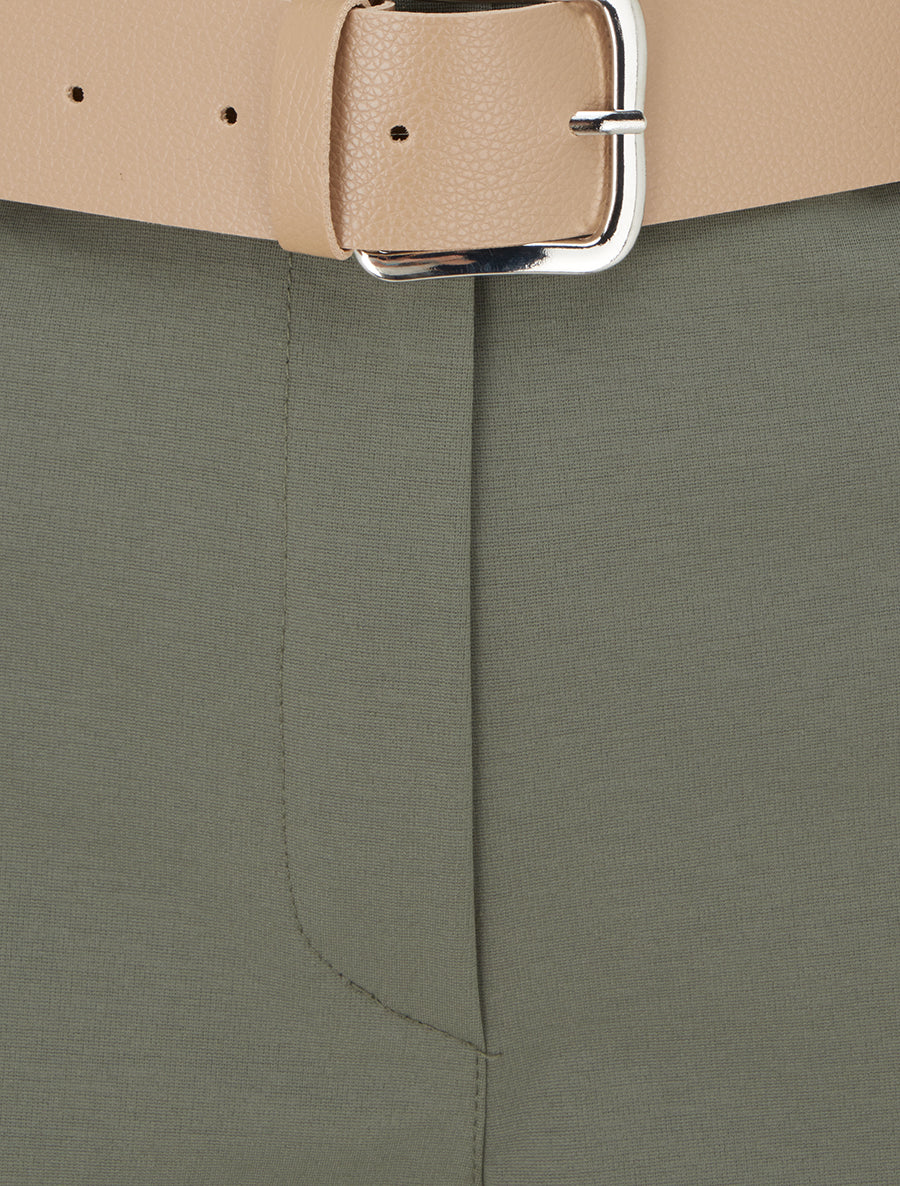 Short ceinturé à revers - Kaki - 3