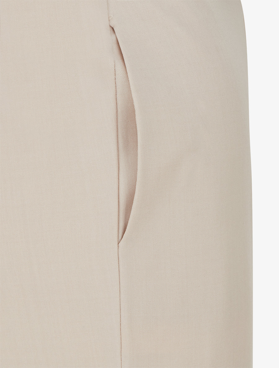 Pantalon droit uni élastiqué - Beige - 3