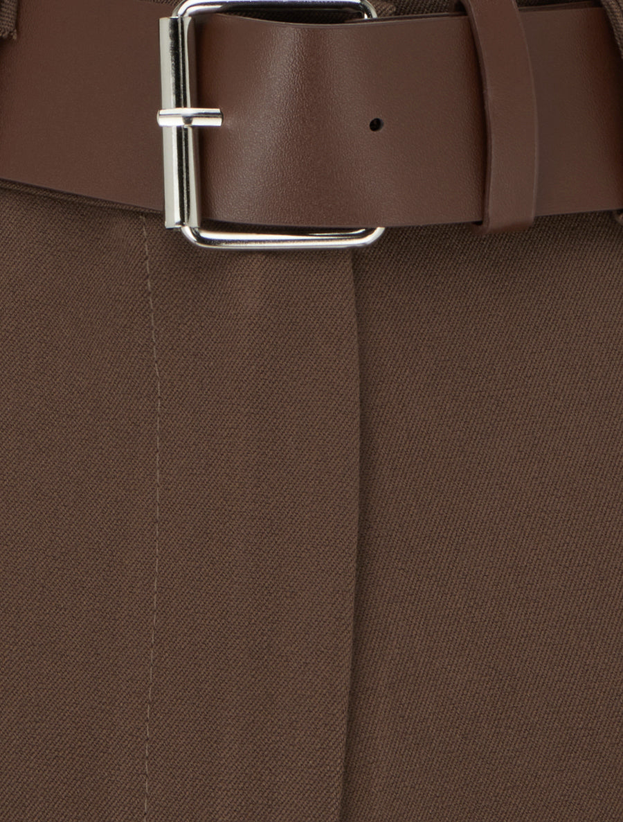 Short droit uni taille haute - Marron - 3