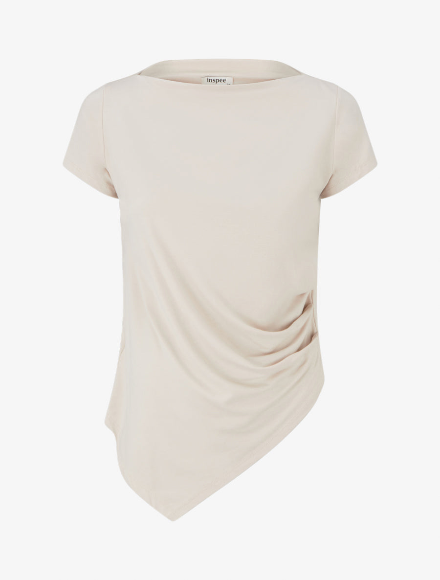 Top asymétrique à manches courtes - Beige - 1
