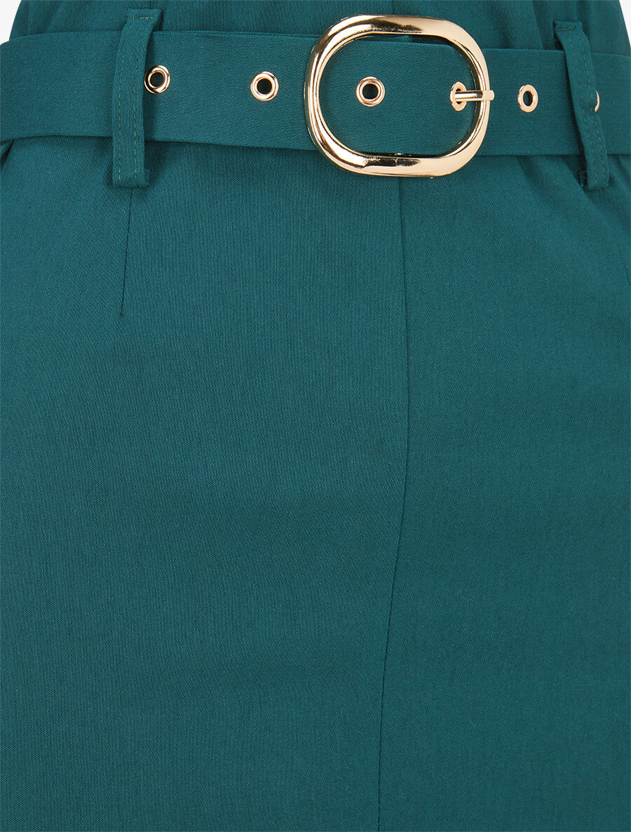 Jupe droite fendue - Bleu canard - 3