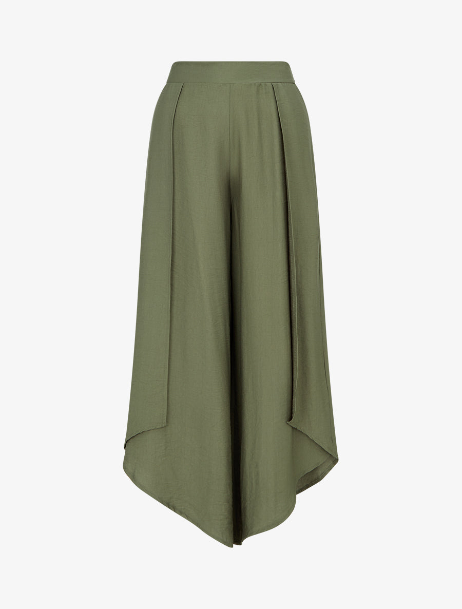 Pantalon ample à bords asymétriques - Kaki - 1