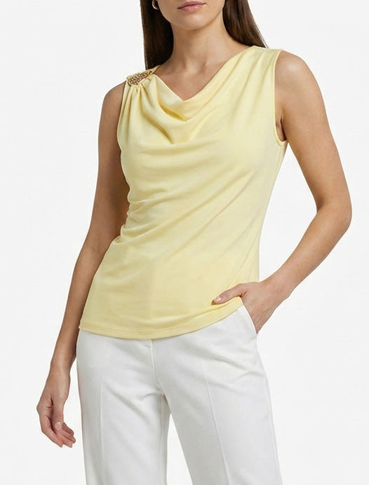 Top sans manches à bijou texturé - Jaune