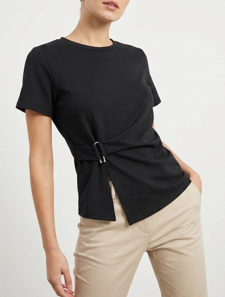 Top manches courtes à boucle - Noir