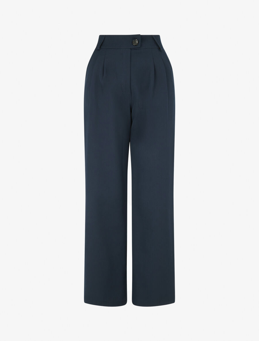 Pantalon tailleur ample - Marine - 4