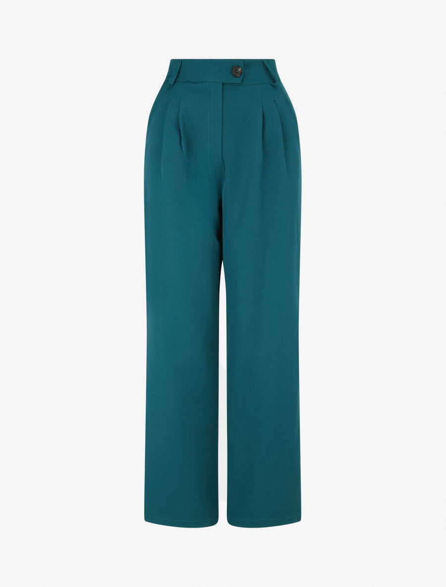 Pantalon tailleur ample - Bleu lagon - 1