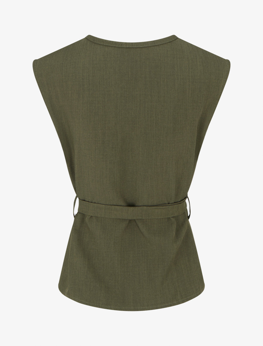 Top boutonné sans manches - Kaki - 2