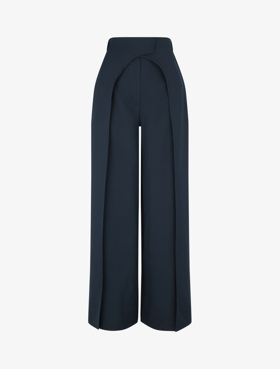 Pantalon à large pans superposés - Marine - 1