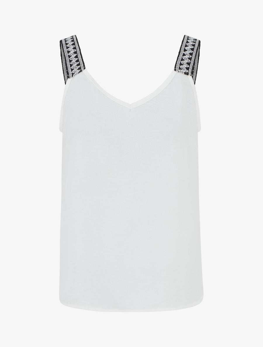 Débardeur uni à bretelles fantaisies - Blanc - 1