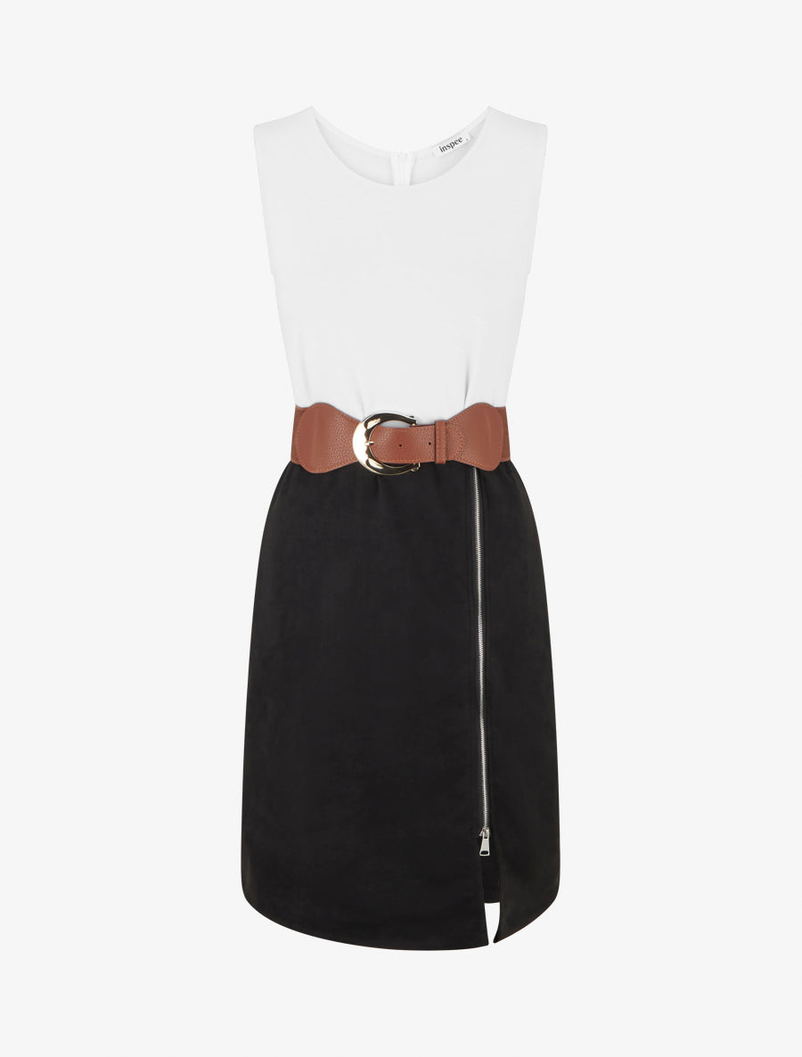 Robe bimatière à zip - Noir - 1