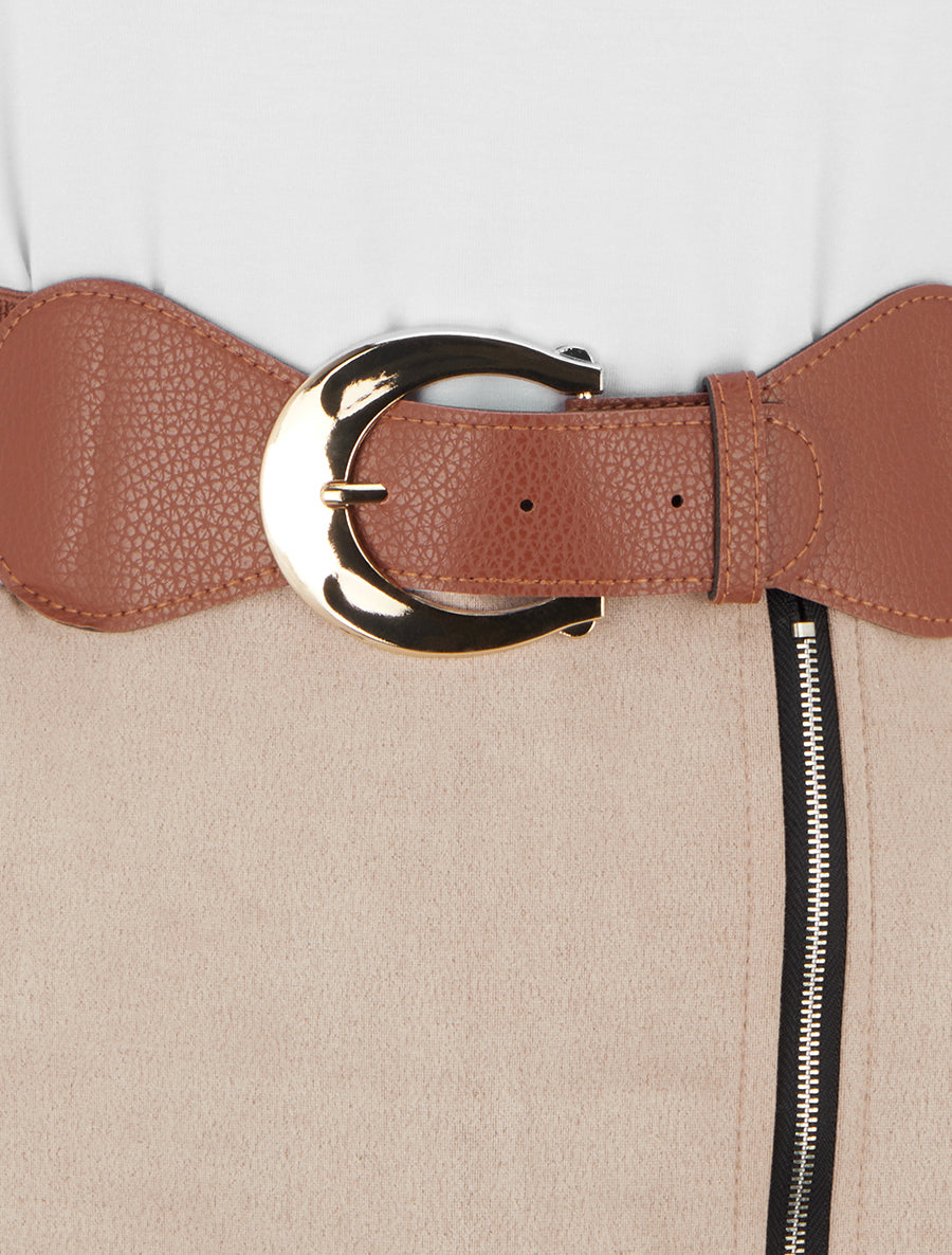 Robe bimatière à zip - Beige - 3