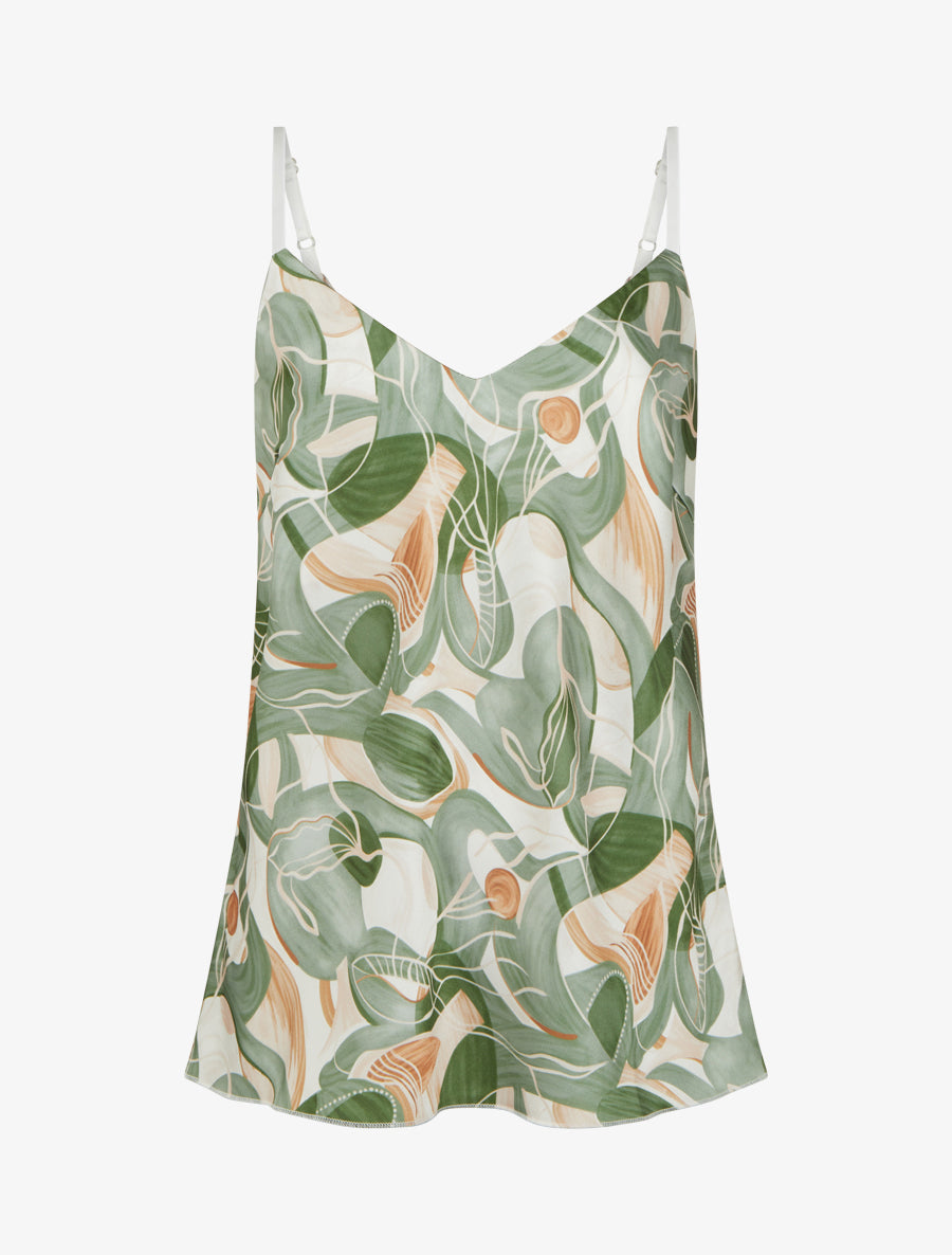 Caraco satiné imprimé abstrait - Kaki - 1