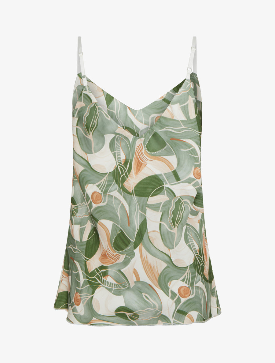 Caraco satiné imprimé abstrait - Kaki - 2