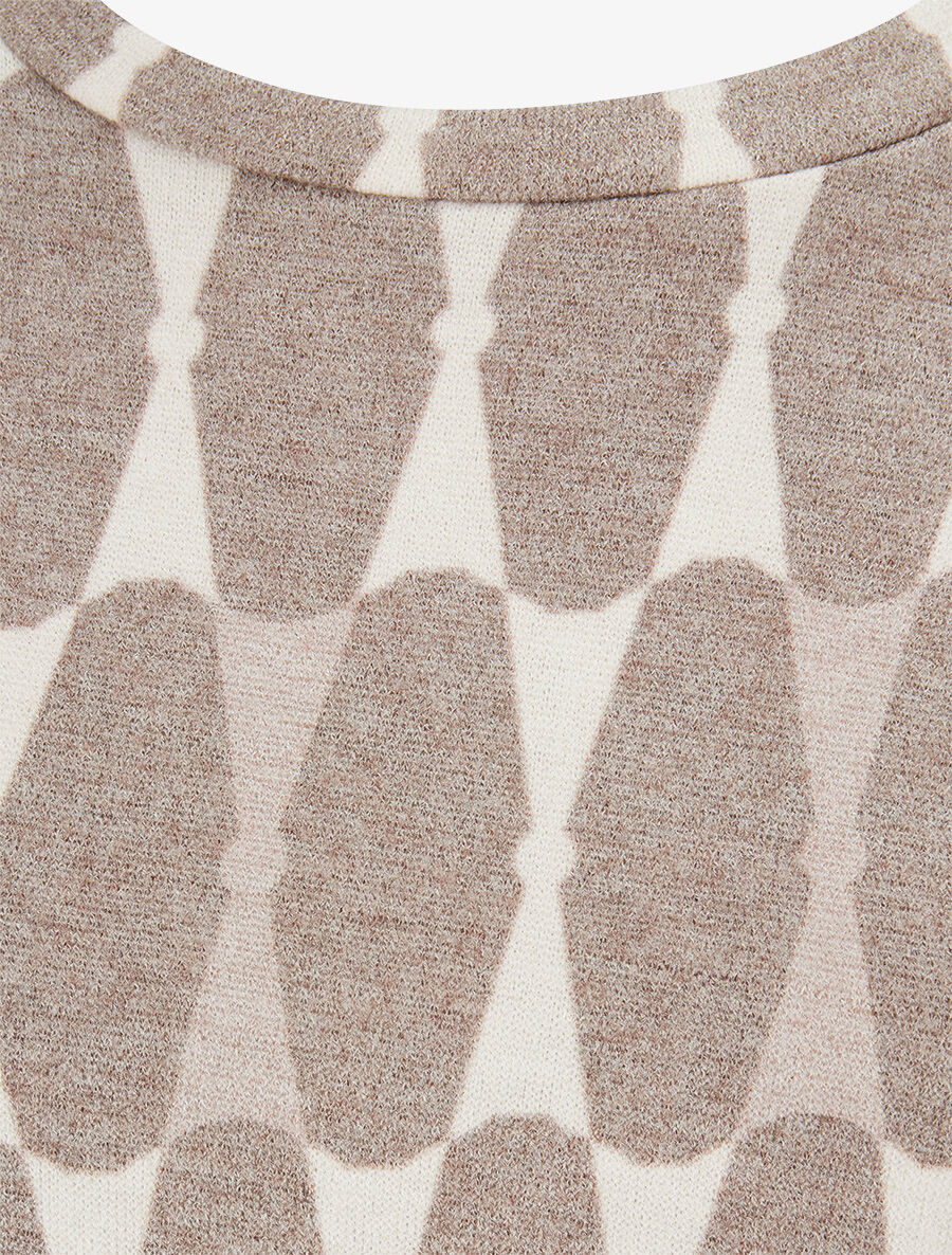 Pull fin à imprimé géométrique - Taupe - 3