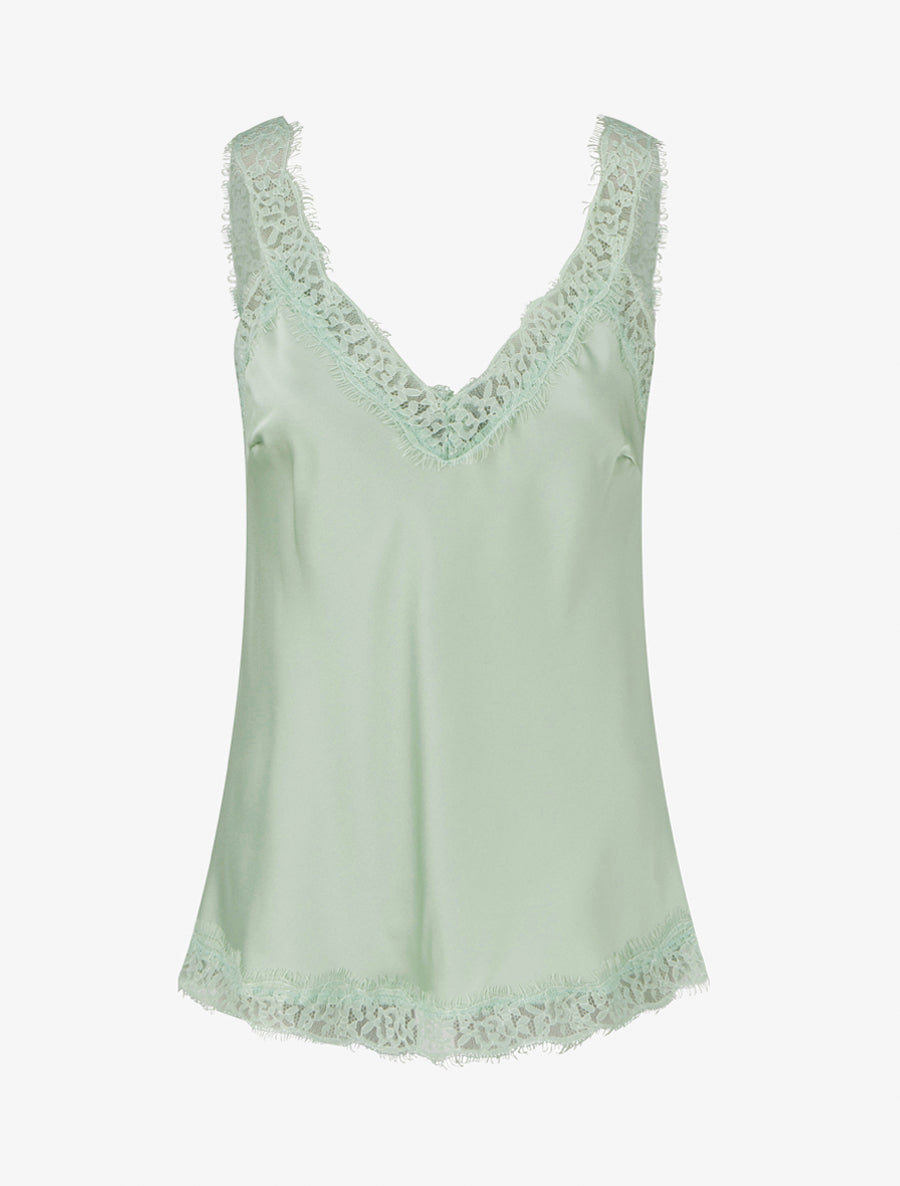 Caraco à bretelles et bords en dentelle - Vert d&