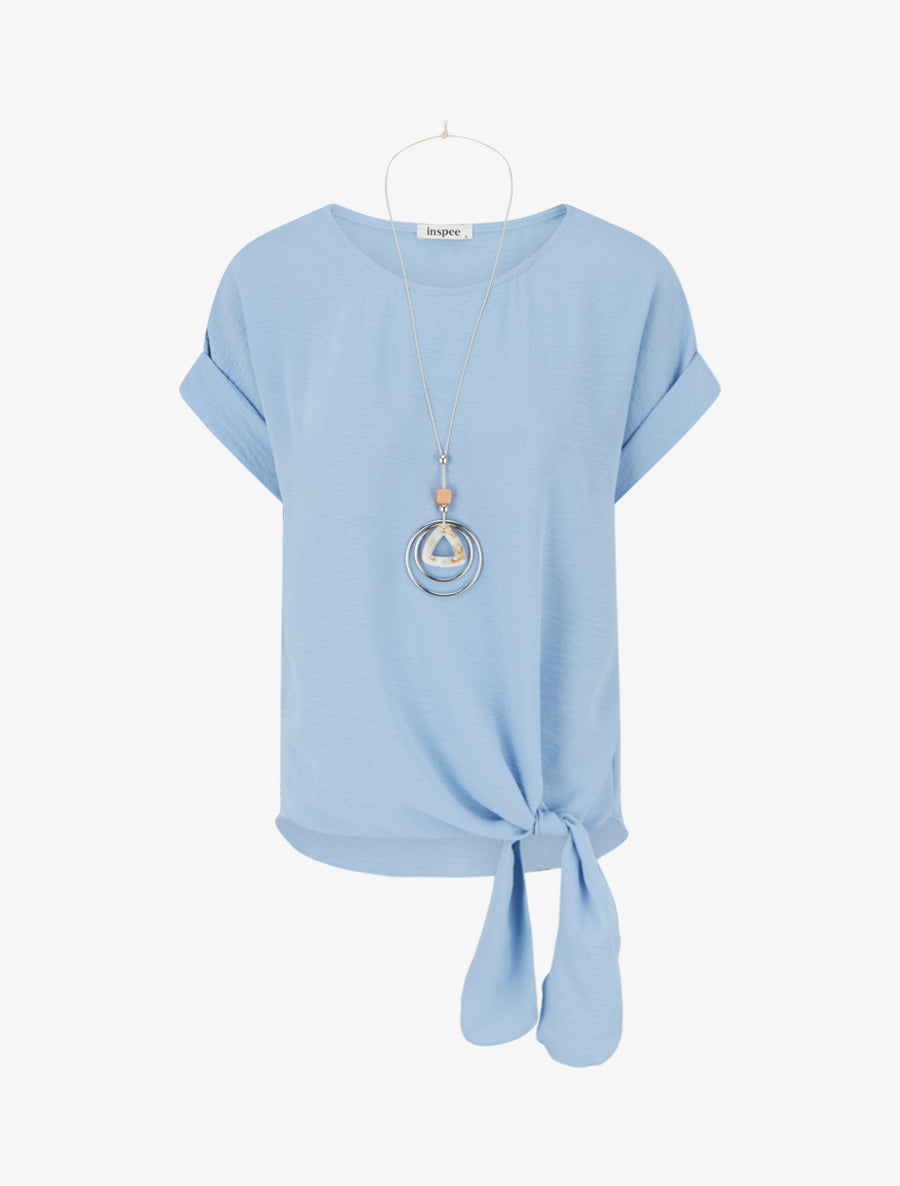 Top manches courtes à nouer - Bleu ciel - 1