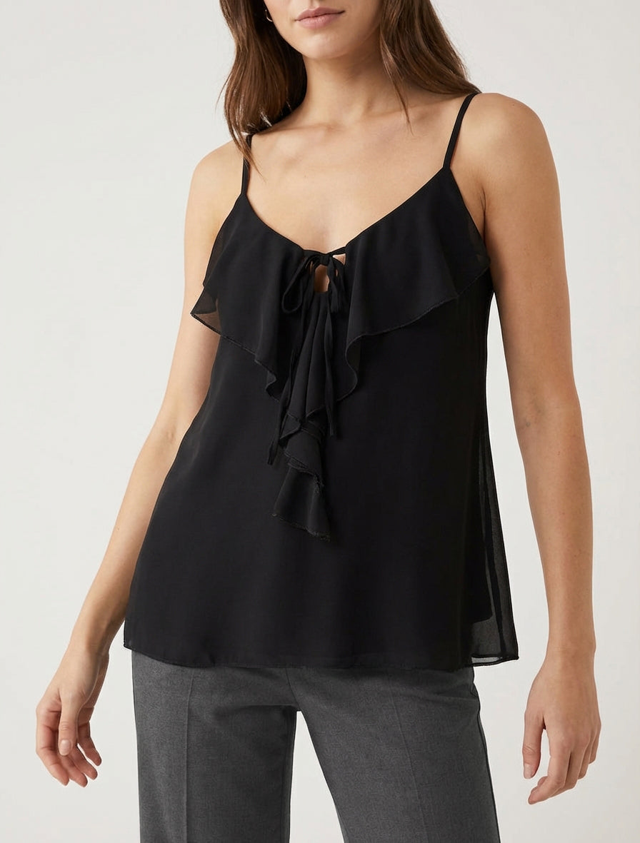 Effen voile caraco - Zwart