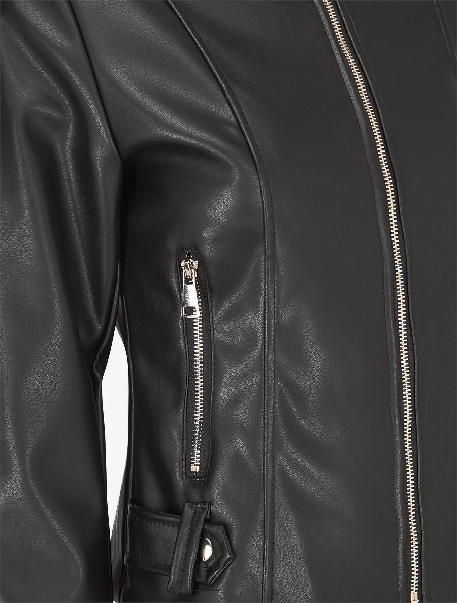 Veste moulante en simili - Noir - 3