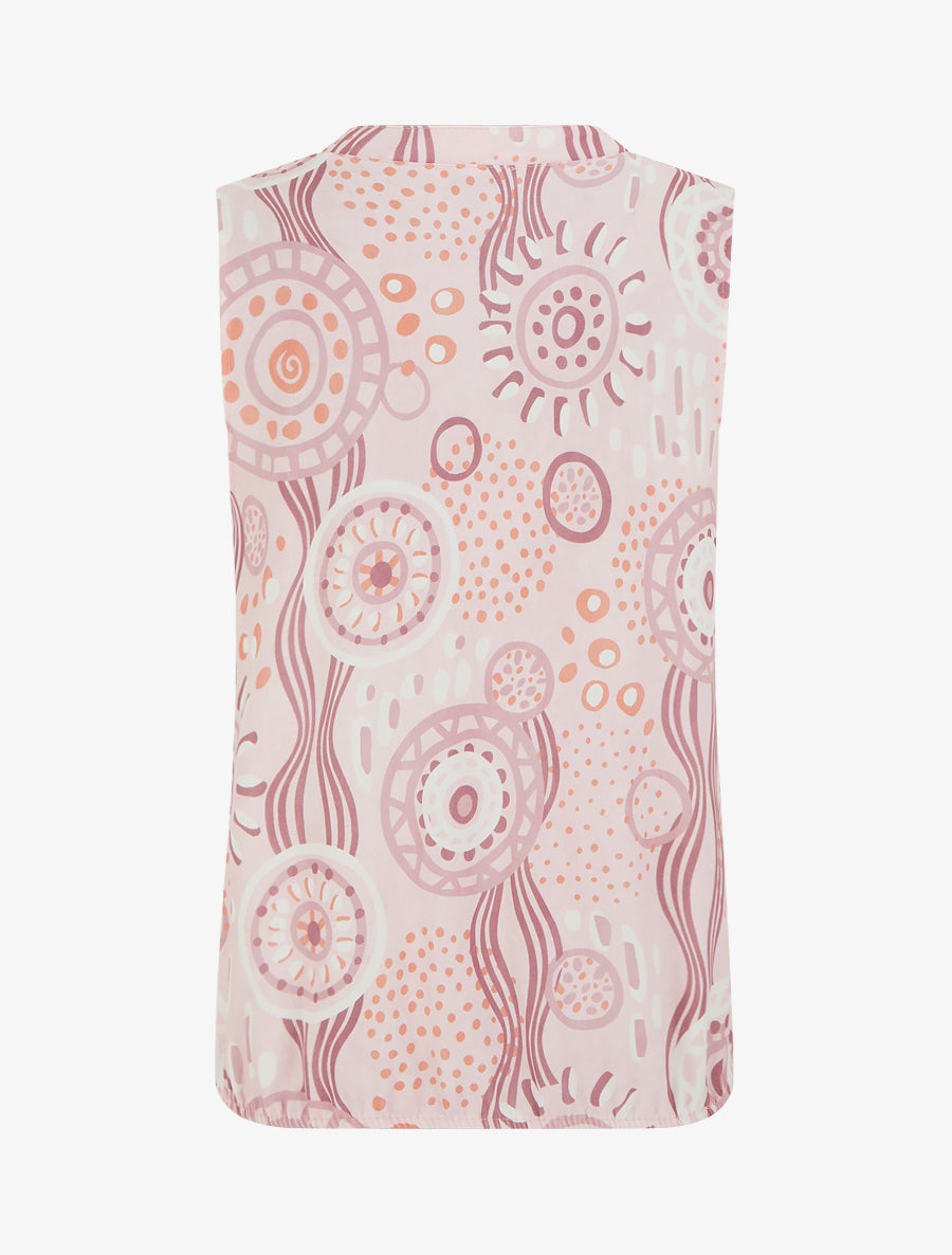 Top boule sans manches imprimé graphique - Rose - 2