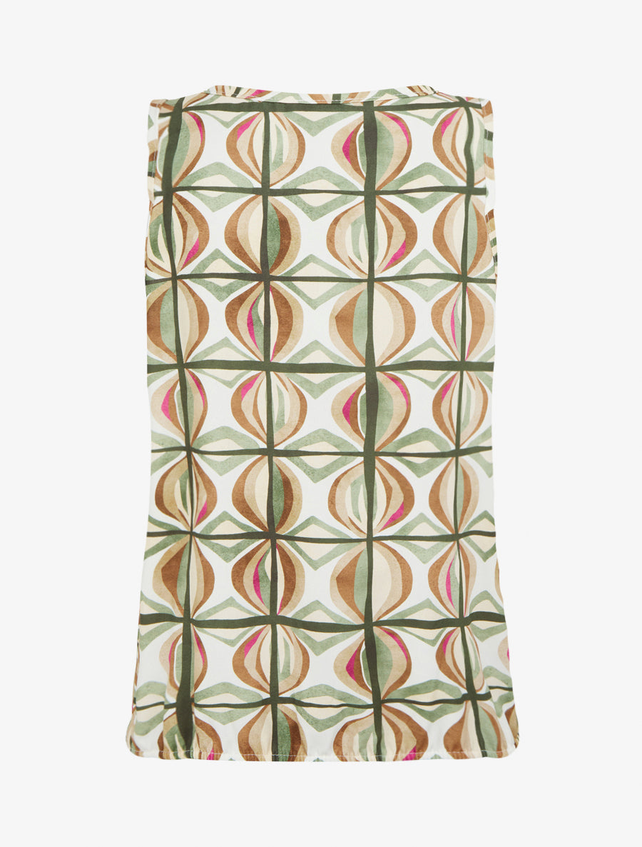 Top boule sans manches imprimé fantaisie - Kaki - 2