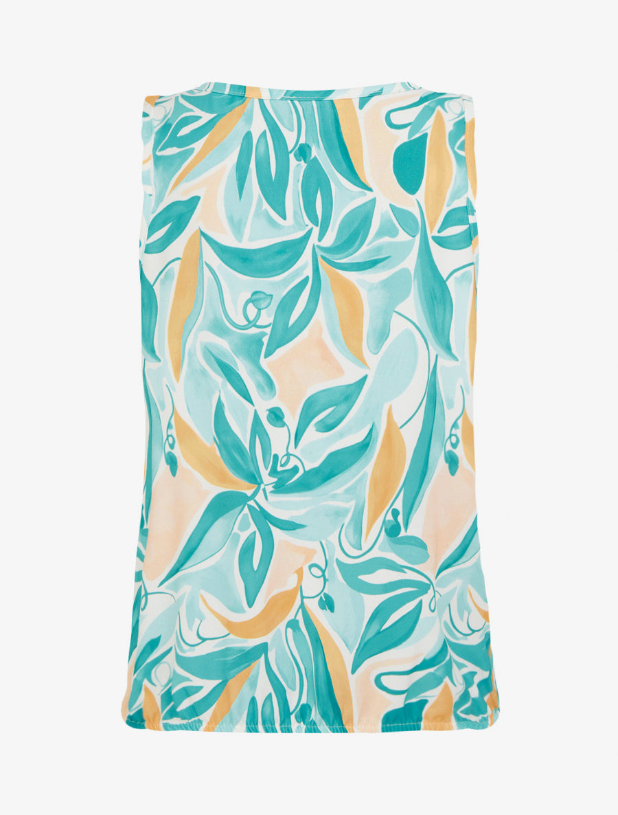 Top boule sans manches imprimé végétal - Vert d&