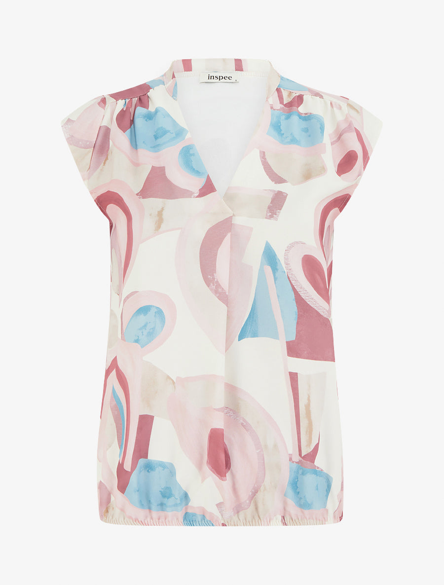 Top boule sans manches à imprimé graphique - Rose - 1