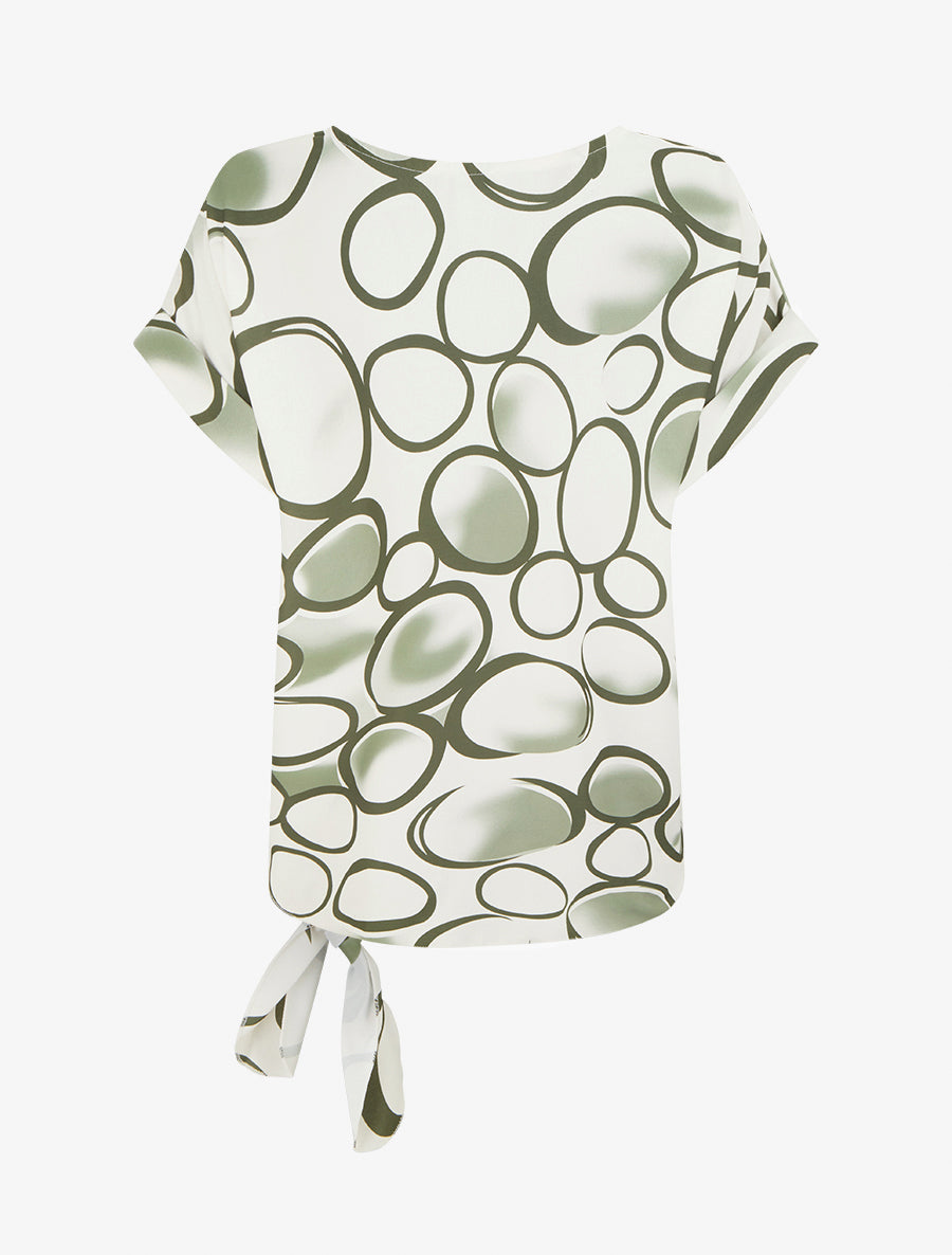 Top ample manches courtes imprimé cercles - Kaki - 2