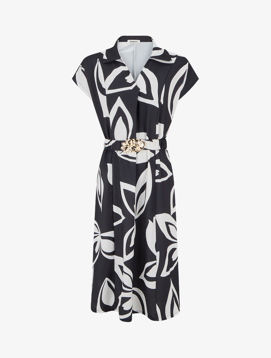 Robe droite ceinturée - Noir - 1