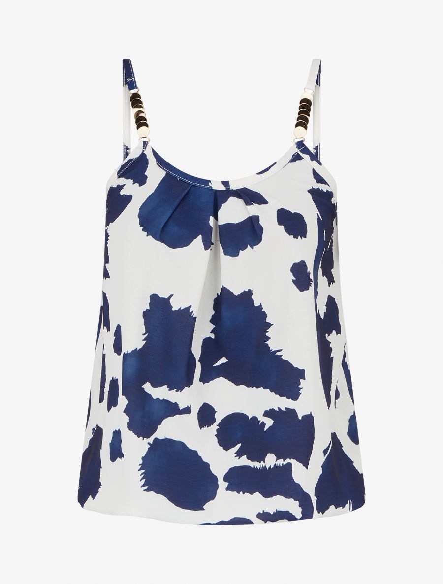 Caraco imprimé vache à bretelles métallisées - Marine - 1