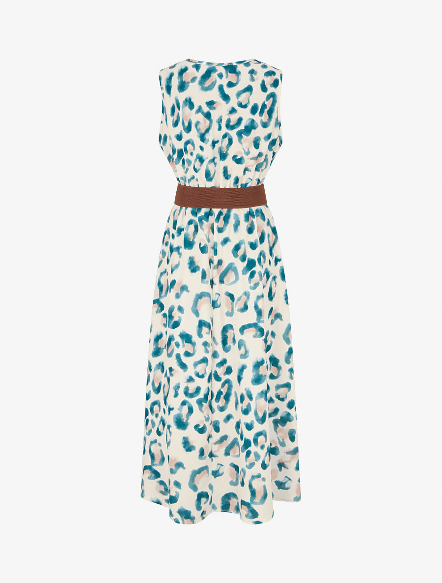 Robe sans manches imprimé léopard - Vert - 2