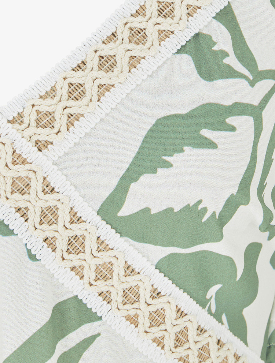 Robe fleurie à empiècement broderie - Kaki - 3