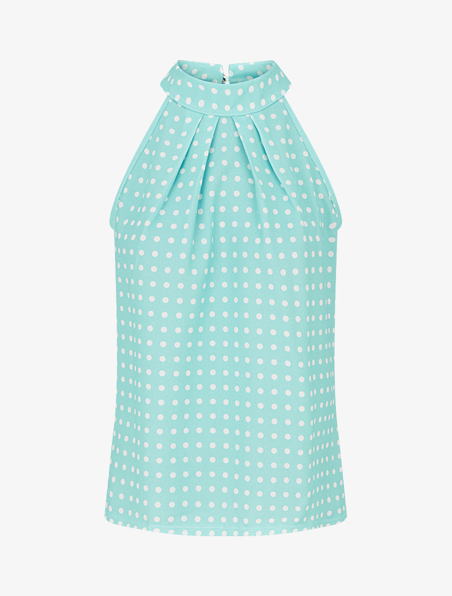 Top sans manches imprimé à pois - Vert d&