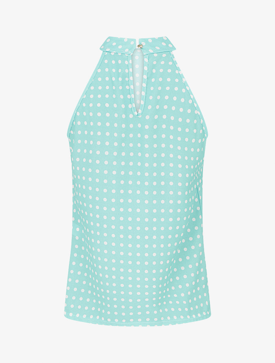 Top sans manches imprimé à pois - Vert d&