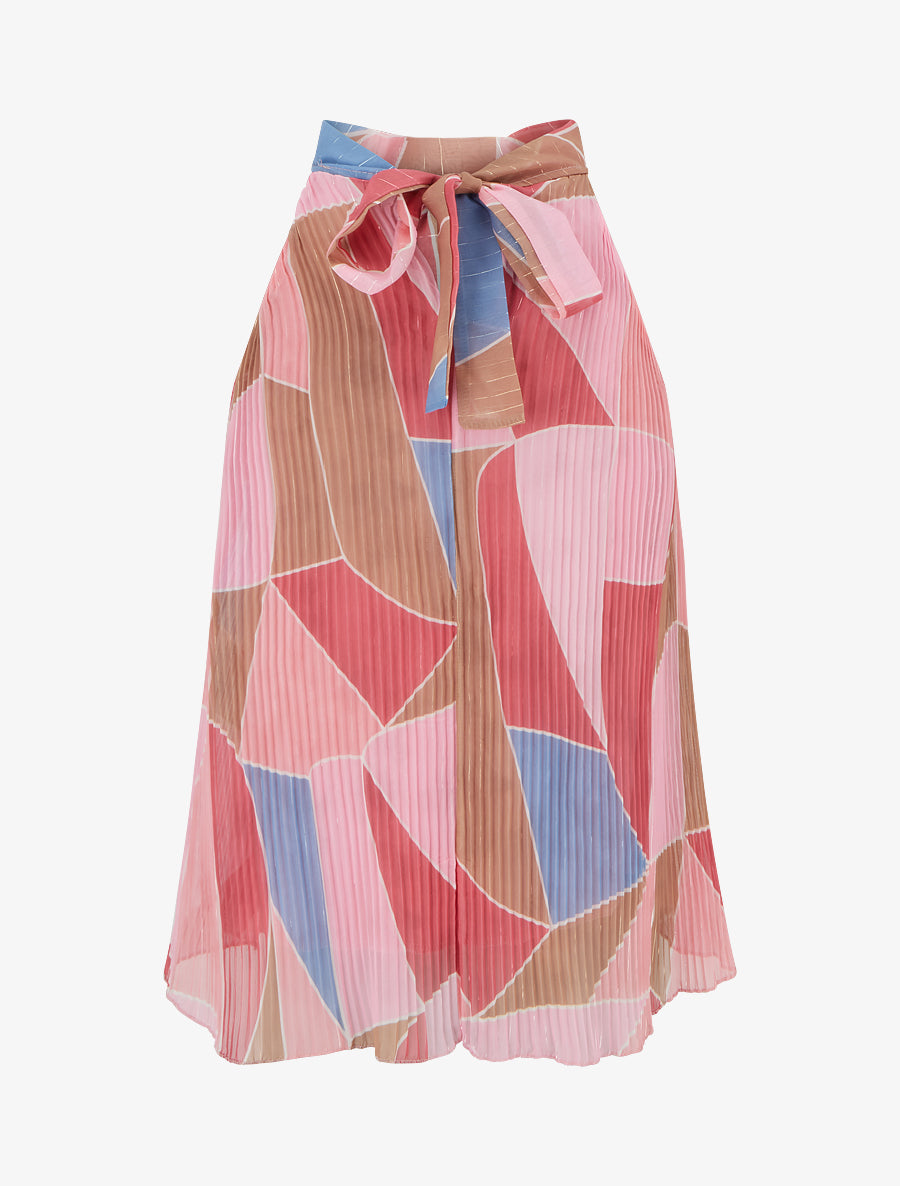 Top plissé sans manches imprimé graphique - Rose - 2