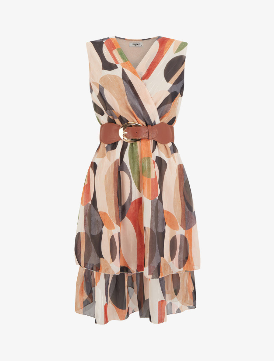 Robe patineuse sans manches imprimé fantaisie - Noir - 1