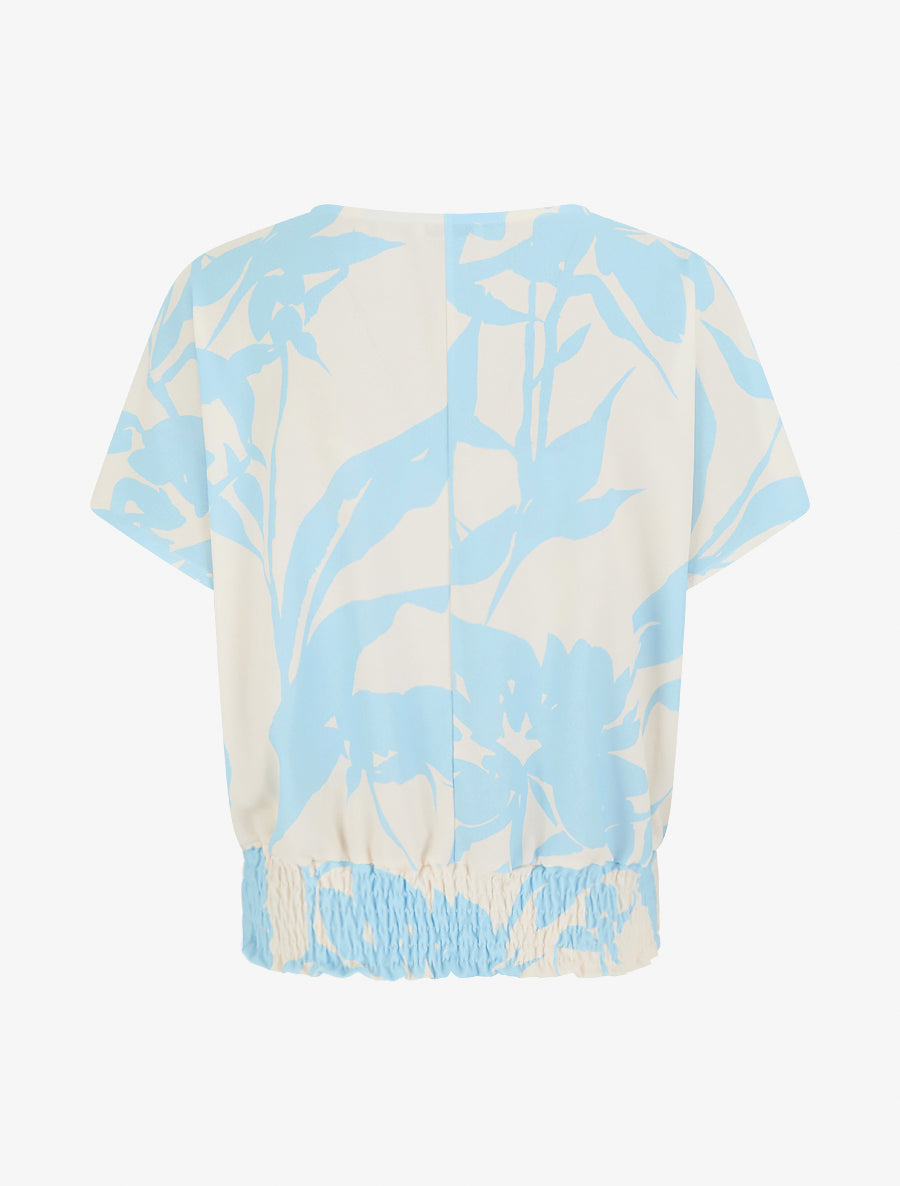 Top coupe boule imprimé floral - Bleu ciel - 2